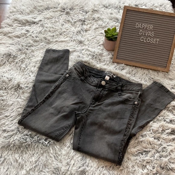 Black Washed Jeans with Sparkle strip - Picture 2 of 4